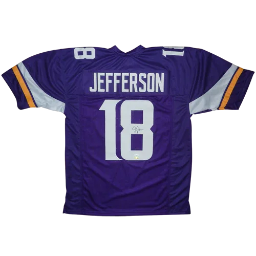 Justin Jefferson Autographed Minnesota Vikings (Purple #18) Custom Jersey - Beckett