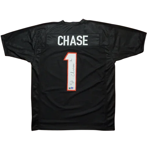 Ja'Marr Chase Autographed Cincinnati (Black #1) Custom Jersey - Beckett