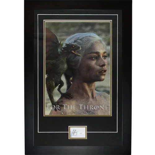Game of Thrones 11x17 Poster Deluxe Framed with Emilia Clarke Autograph - JSA