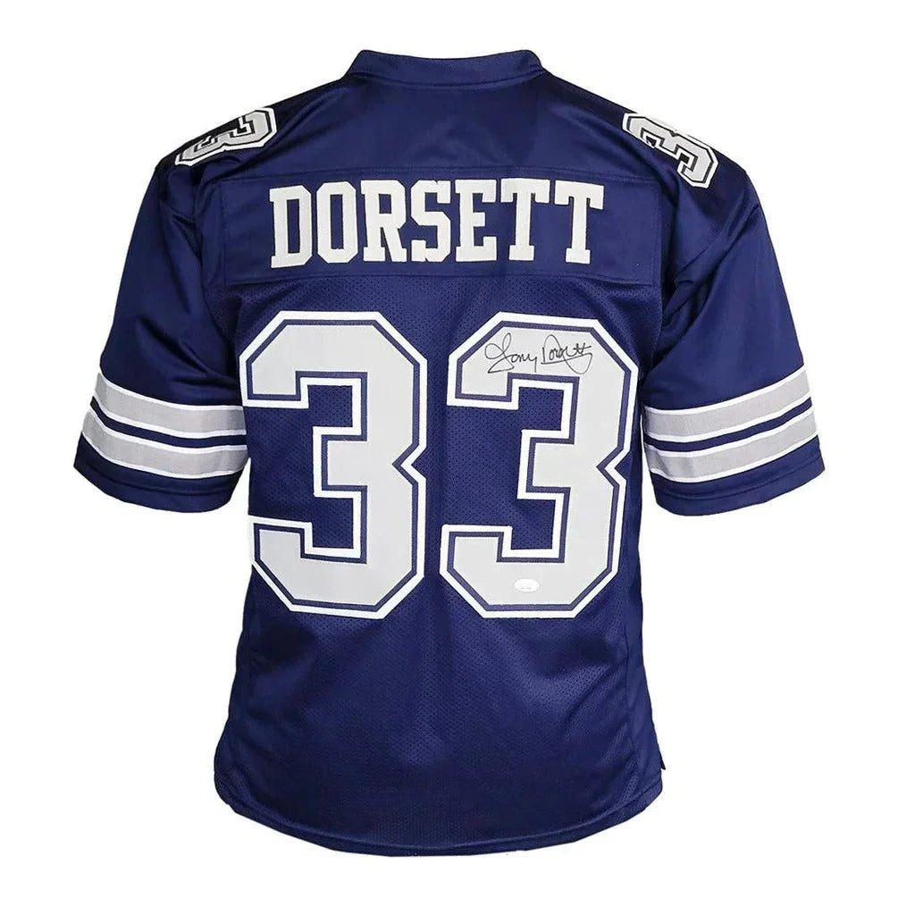 Tony Dorsett Autographed Dallas Cowboys (Blue #33) Custom Jersey - JSA