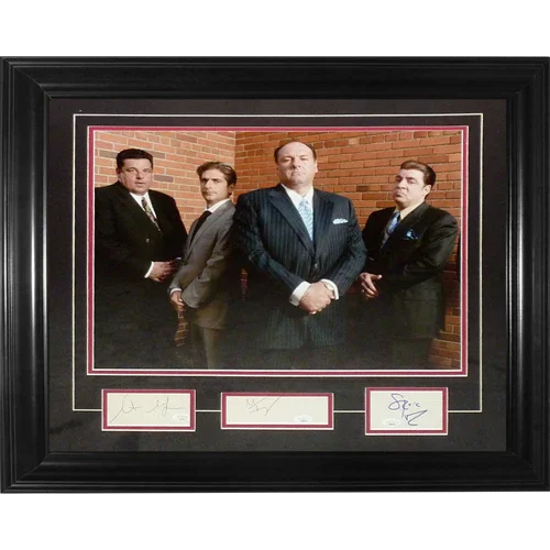 Michael Imperioli, Steve Schirripa And Steven Van Zandt Autographed Sopranos Cast (with James Gandolfini) Deluxe Framed 16x20 Photo - JSA