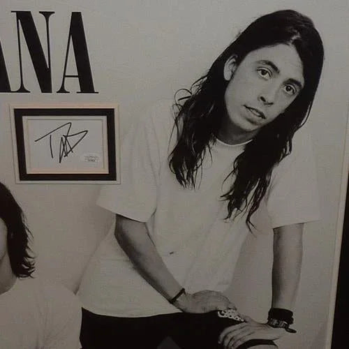 Nirvana Band Full-Size Music Poster Deluxe Framed with Dave Grohl And Krist Novoselic Autographs - JSA