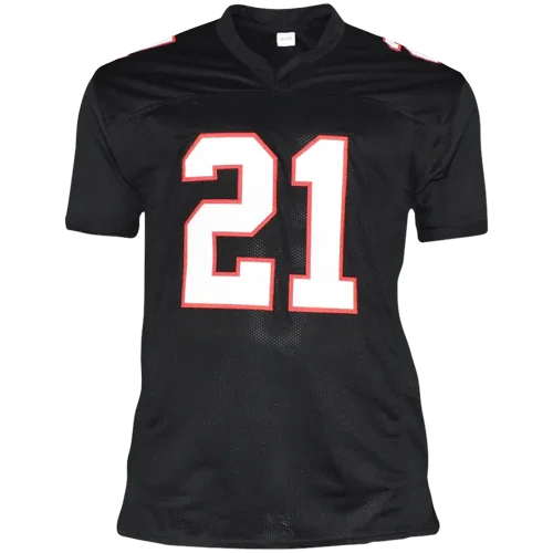 Deion Sanders Autographed Atlanta (Black #21) Custom Jersey - Beckett