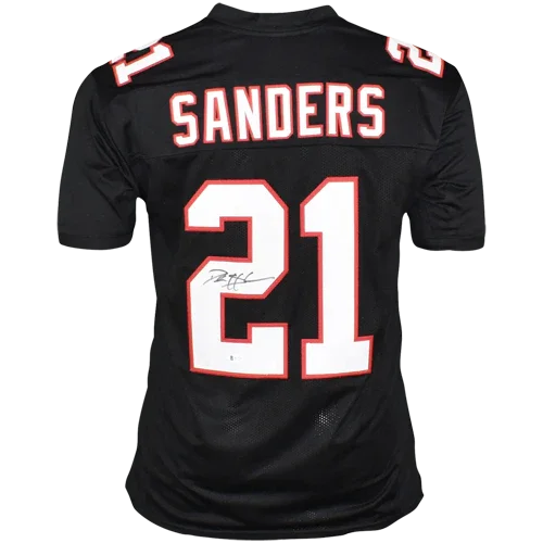Deion Sanders Autographed Atlanta (Black #21) Custom Jersey - Beckett