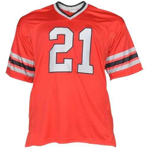Deion Sanders Autographed Atlanta (Red #21) Custom Jersey - Beckett