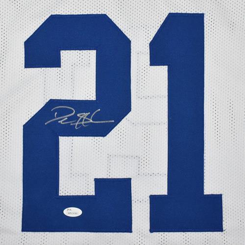 Deion Sanders Autographed Dallas (White #21) Custom Jersey - Beckett