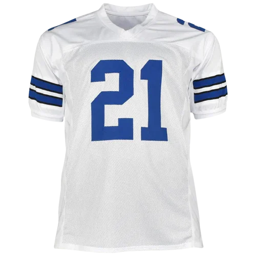 Deion Sanders Autographed Dallas (White #21) Custom Jersey - Beckett