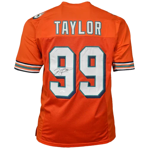 Jason Taylor Autographed Miami (Orange #99) Custom Jersey - JSA