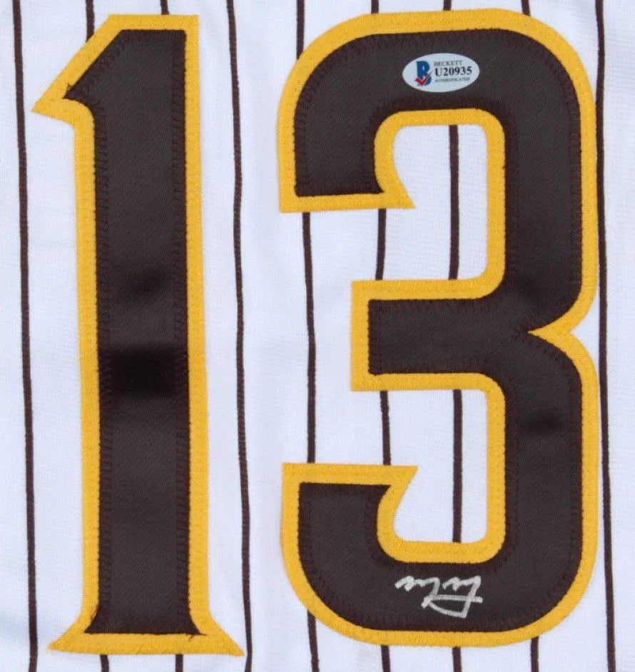 Manny Machado Autographed San Diego (Pinstripe #13) Custom Jersey - Beckett