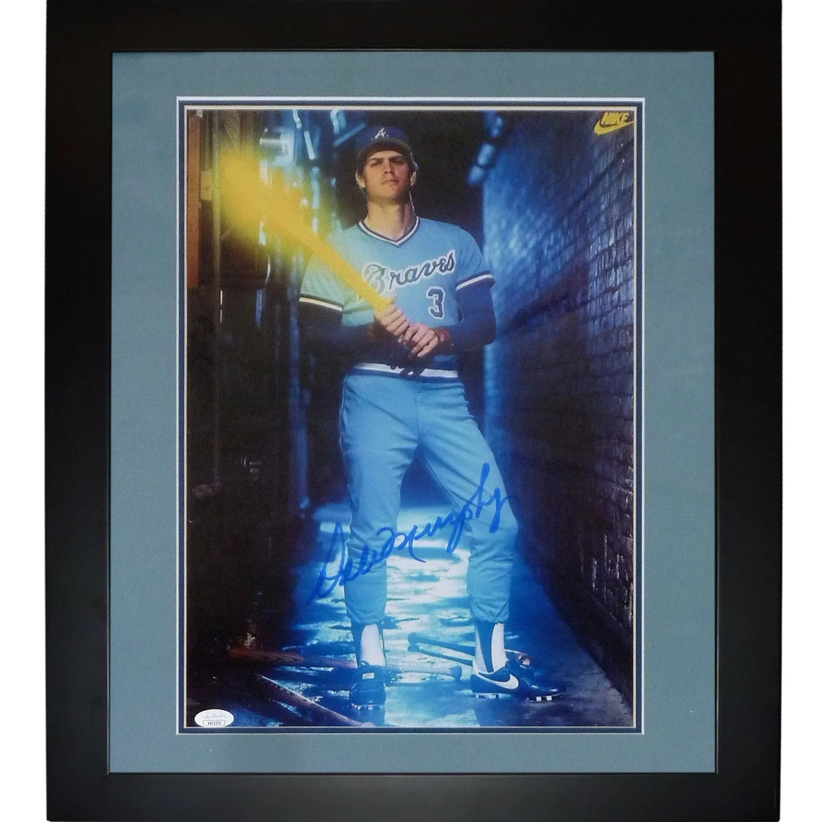 Dale Murphy Autographed Atlanta Braves (Lightning Bat Pose) Deluxe Framed 12x18 Poster Photo - JSA