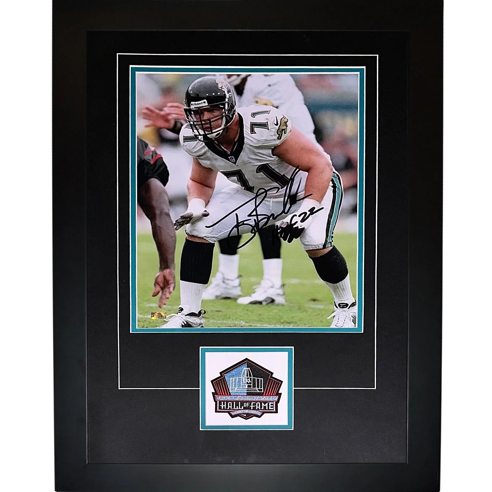 Tony Boselli Autographed Jacksonville Jaguars (Action) Deluxe Framed 11x14 Photo w/ HOF 22