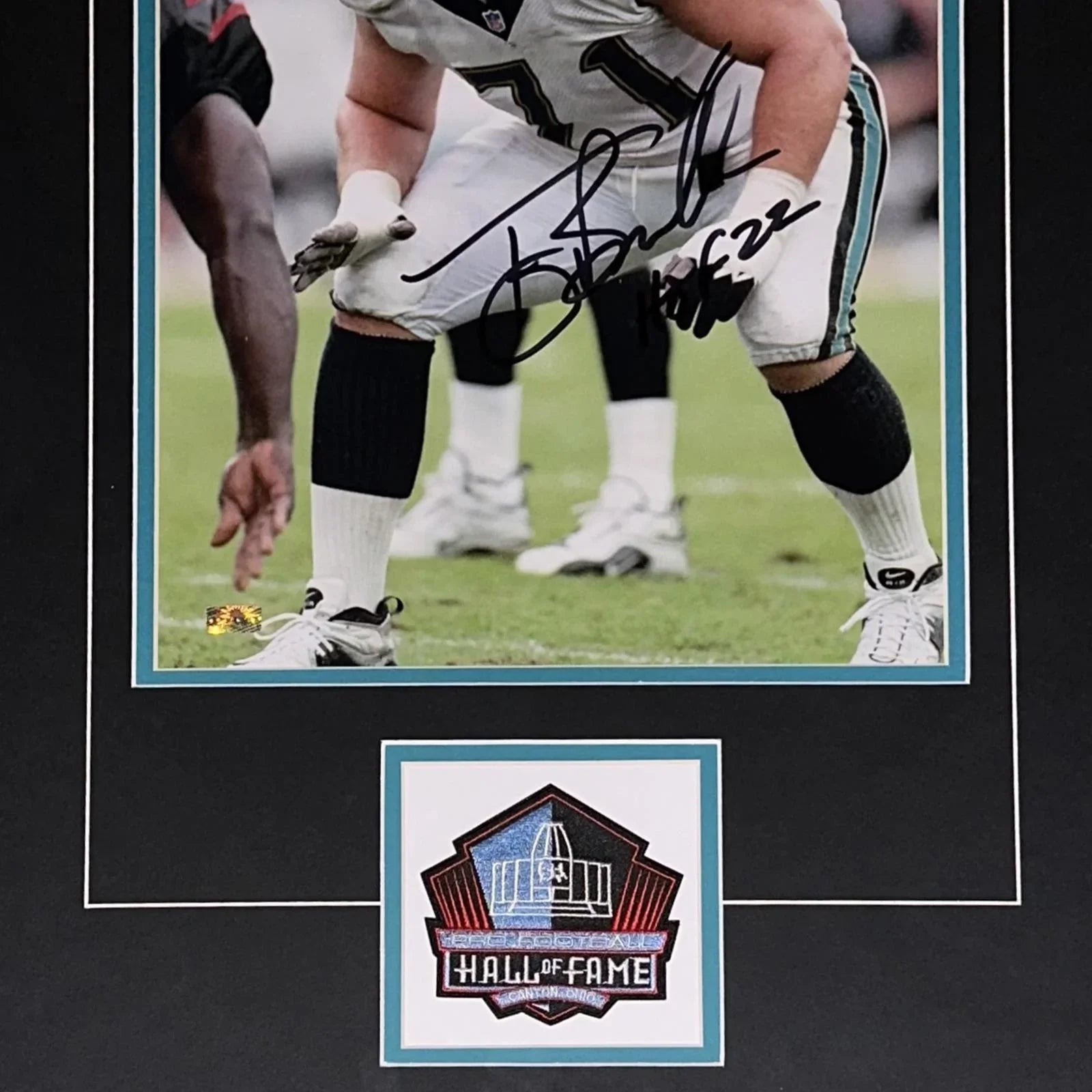 Tony Boselli Autographed Jacksonville Jaguars (Action) Deluxe Framed 11x14 Photo w/ HOF 22
