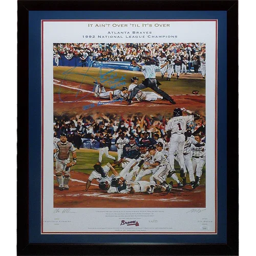 Sid Bream Autographed Atlanta Braves (It Ain't Over Til It's Over) Limited Edition Deluxe Framed Print LE 50