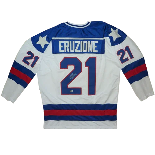 Mike Eruzione Autographed USA Hockey (White #21) Custom Jersey - Beckett