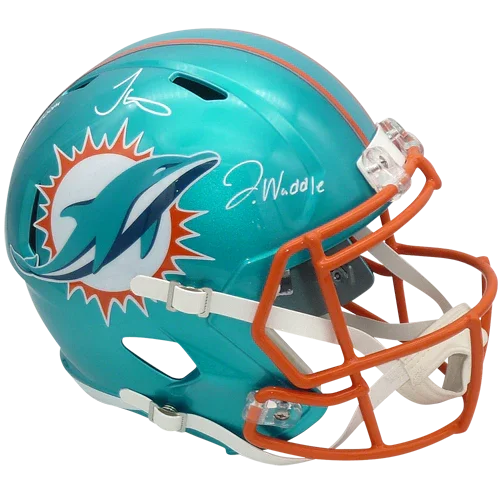 Tyreek Hill And Jaylen Waddle Autographed Miami Dolphins (FLASH Alternate) Deluxe Full-Size Replica Helmet - Fanatics