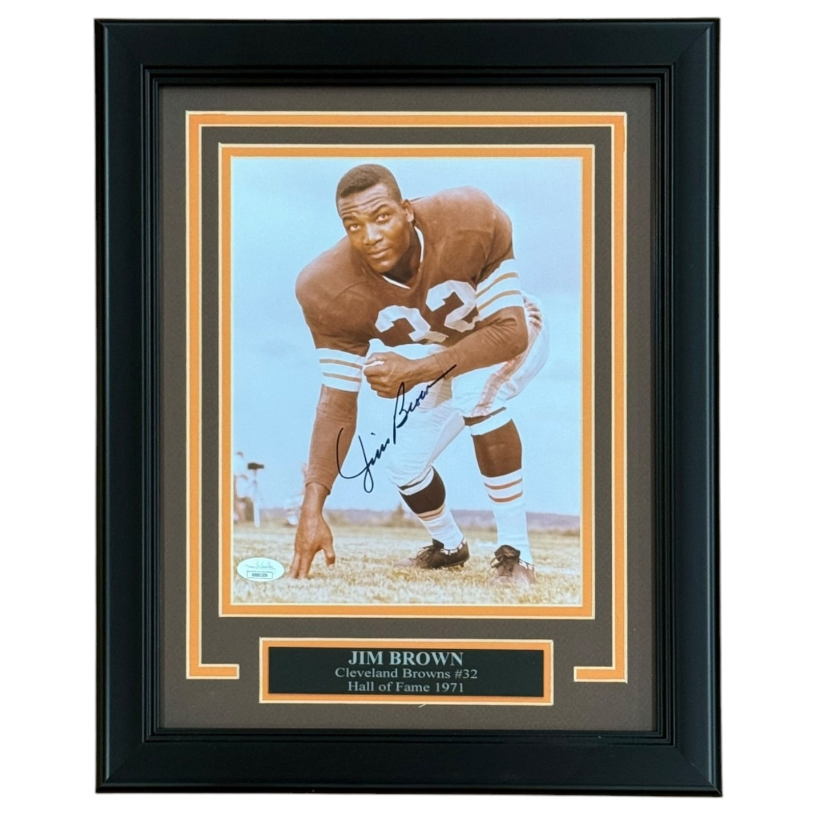 Jim Brown Autographed Cleveland Browns Deluxe Framed 8x10 Photo - JSA