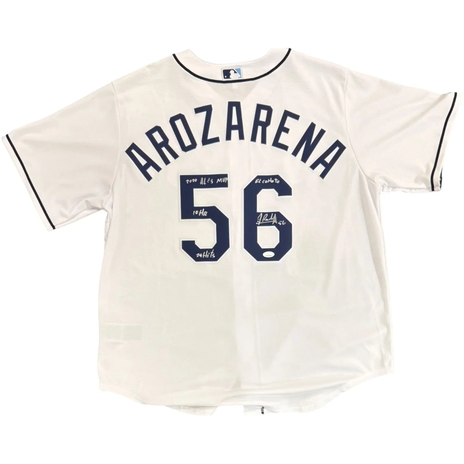 Randy Arozarena Autographed Tampa Bay Rays (White #56) Nike Jersey with Multiple Inscriptions - JSA