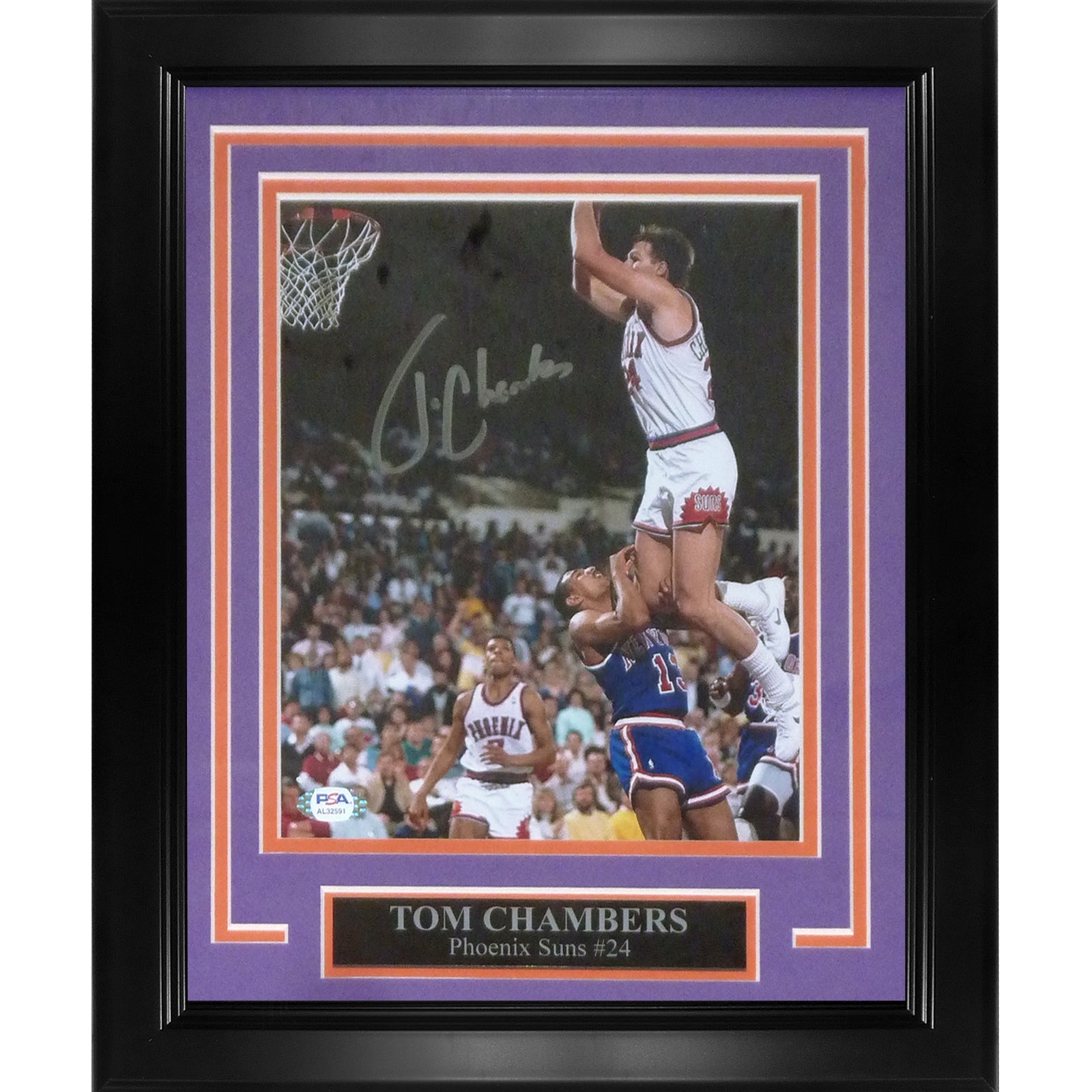 Tom Chambers Autographed Phoenix Suns Framed 8x10 Photo - PSA