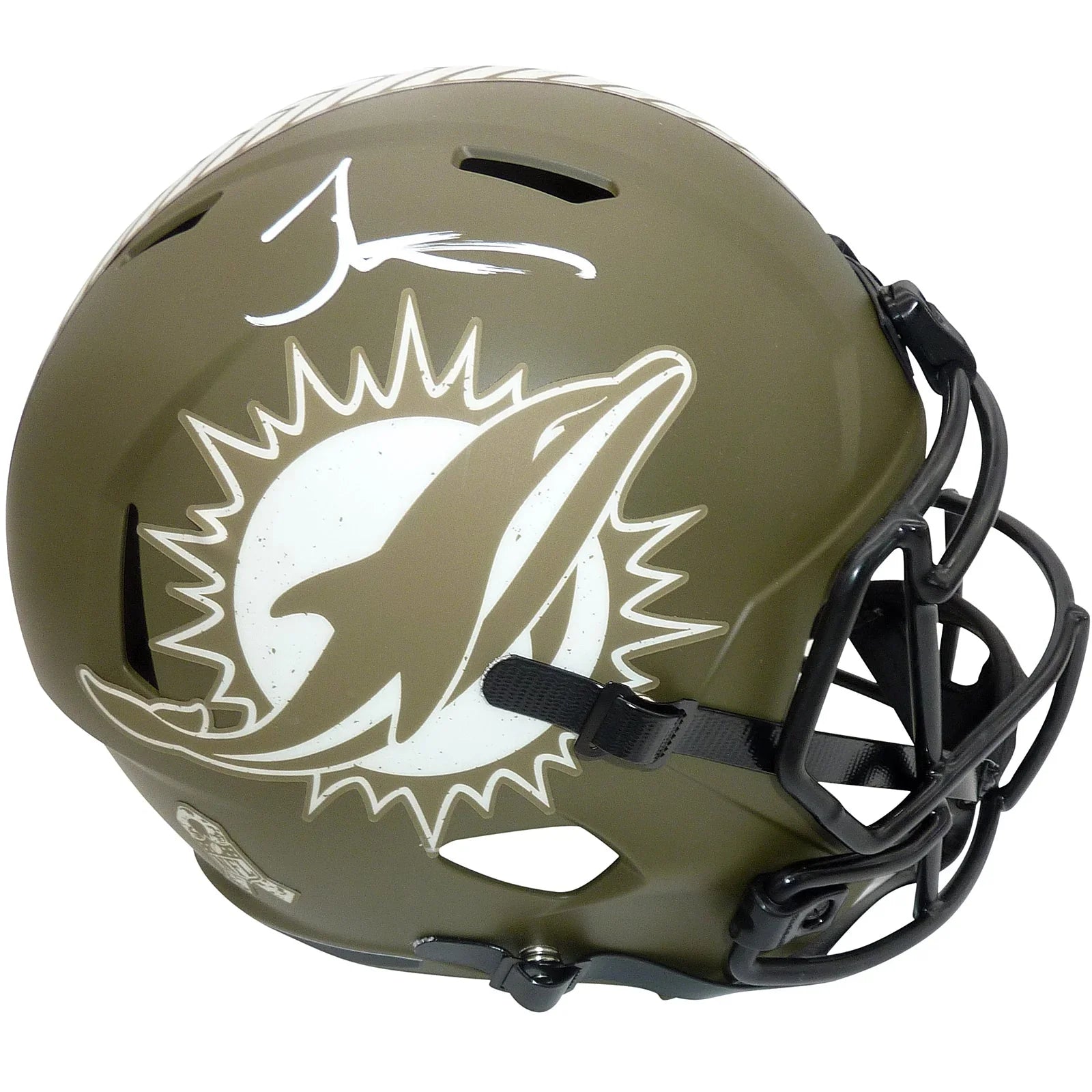 Tyreek Hill Autographed Miami Dolphins (SALUTE TO SERVICE) Alternate Deluxe Full-Size Replica Helmet - Beckett