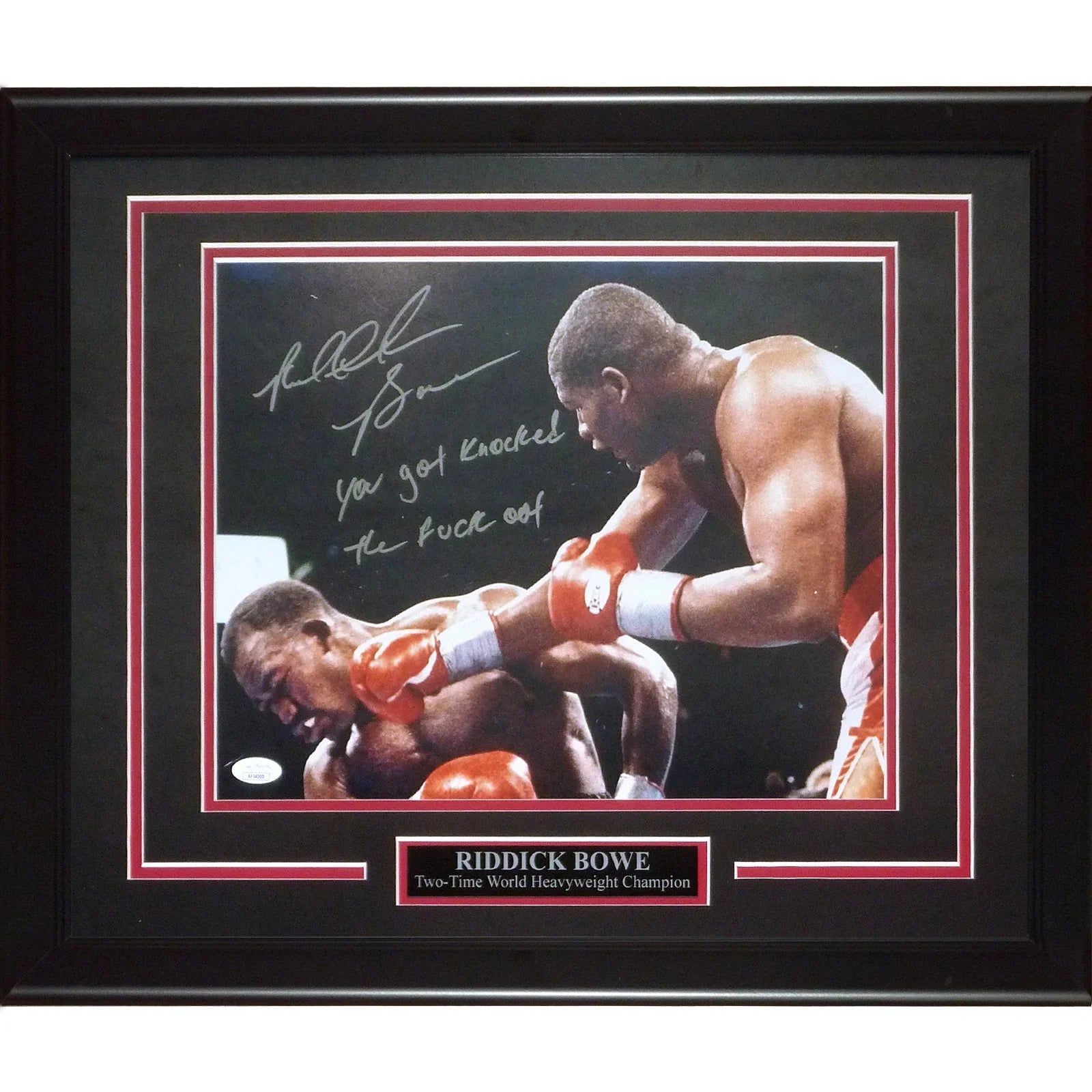 Riddick Bowe Autographed Boxing (vs Evander Holyfield) Deluxe Framed 11x14 Photo w/ Long Inscription - JSA