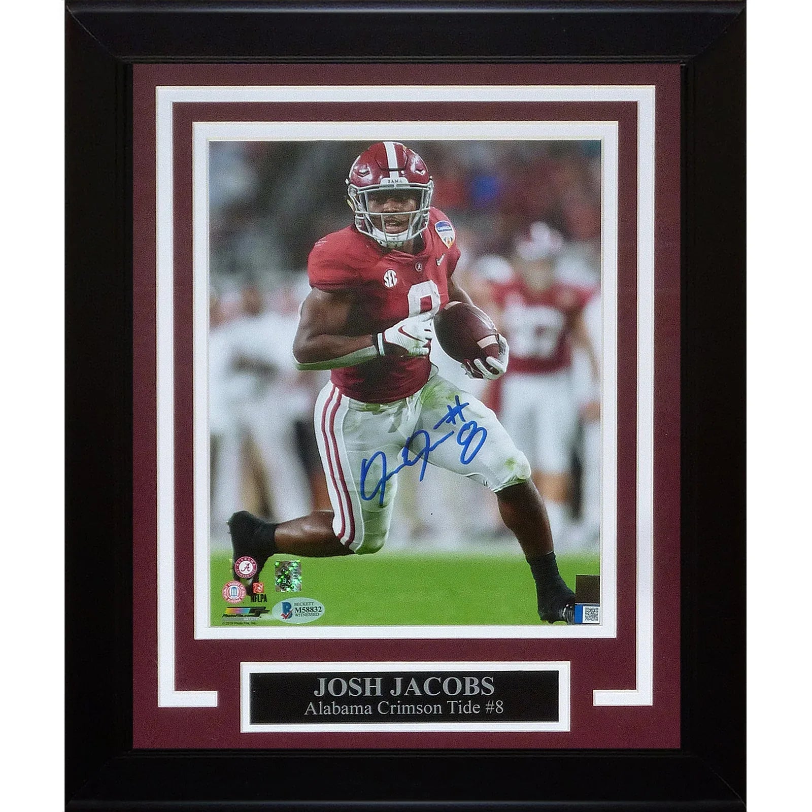 Josh Jacobs Autographed Alabama Crimson Tide Deluxe Framed 8x10 Photo -Beckett