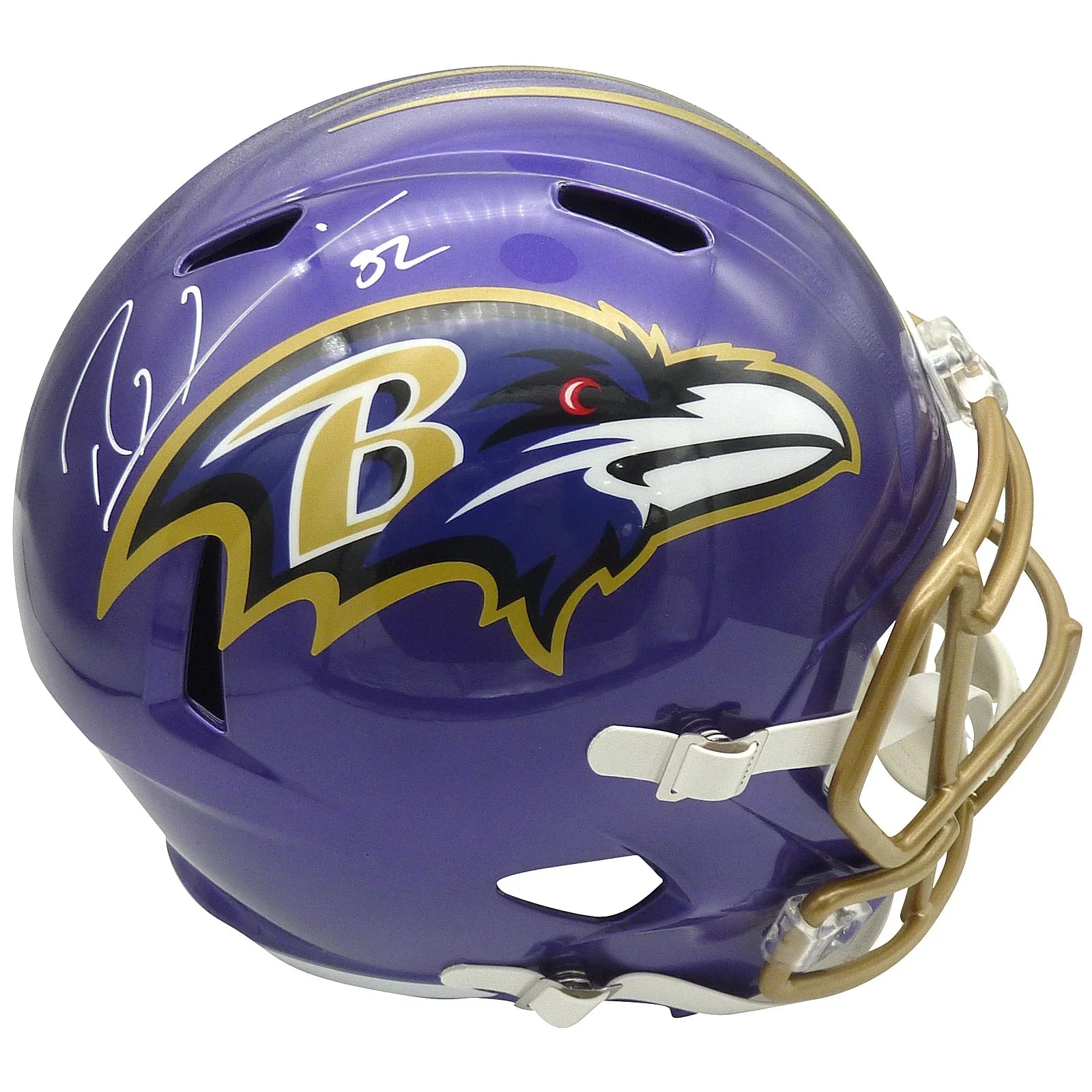 Ray Lewis Autographed Baltimore Ravens (FLASH Alternate) Deluxe Full-Size Replica Helmet - BAS