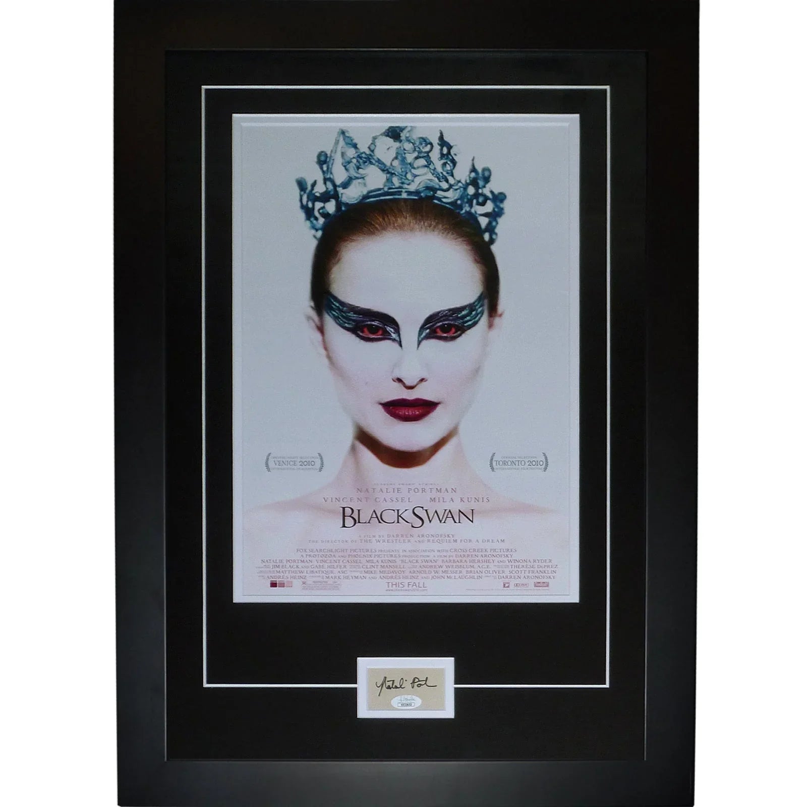 Black Swan 11x17 Movie Poster Deluxe Framed with Natalie Portman Autograph - JSA Letter