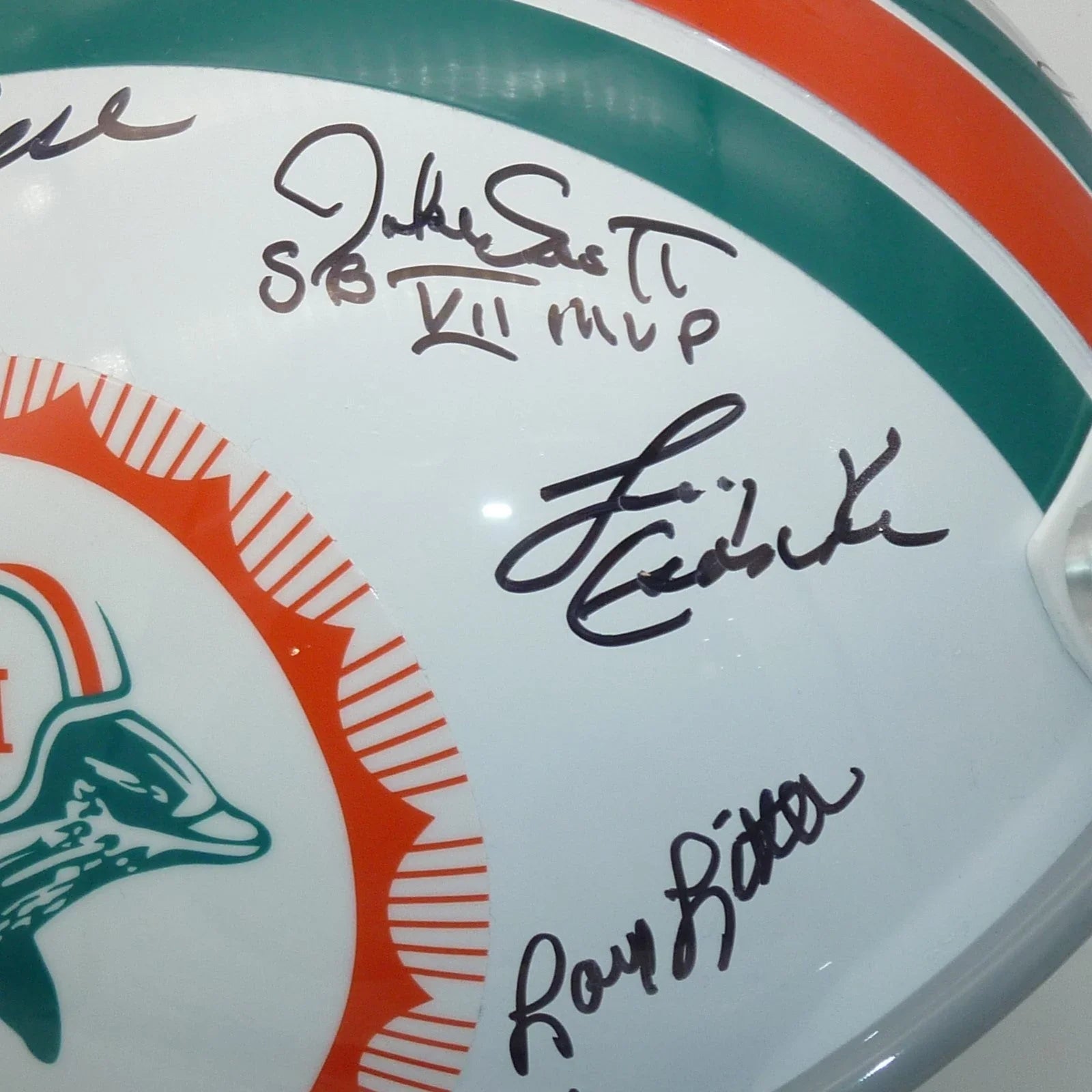 1972 Miami Dolphins Autographed (Throwback) Full-Size Replica Helmet - 22 Signatures - Beckett Letter
