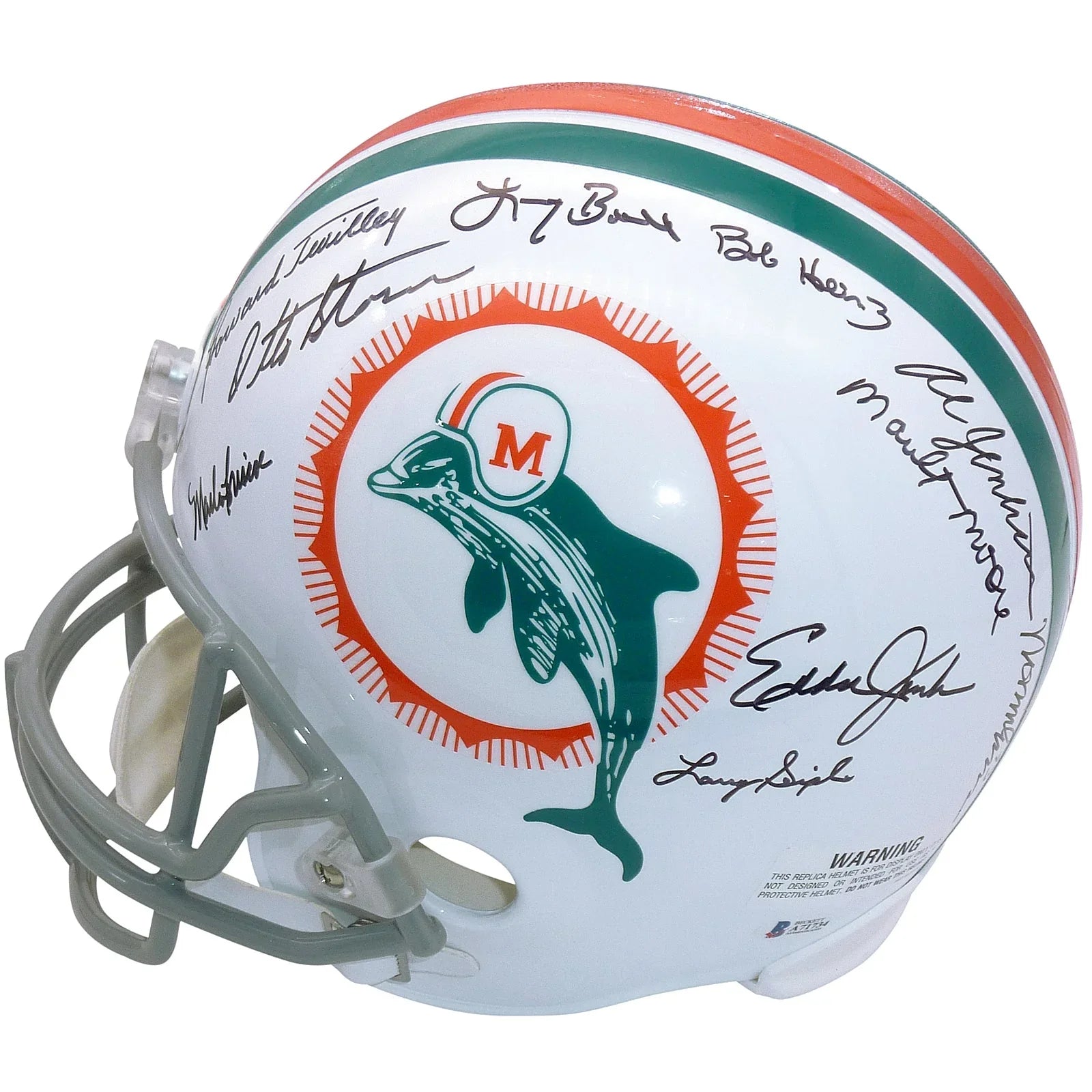 1972 Miami Dolphins Autographed (Throwback) Full-Size Replica Helmet - 22 Signatures - Beckett Letter