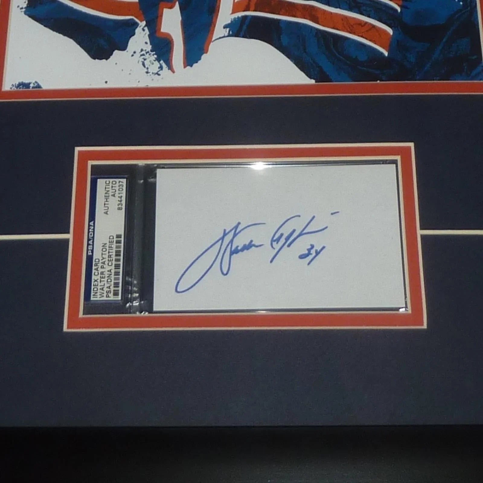 Walter Payton Chicago Bears 11x14 Splash Artwork Deluxe Framed with Beckett Slabbed Autograph