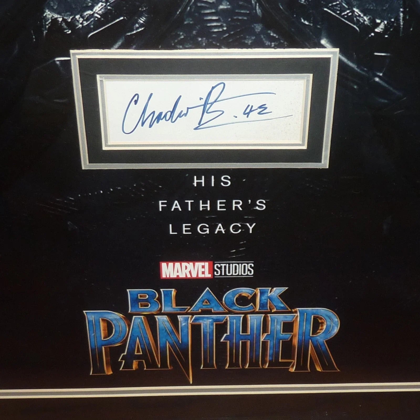 Black Panther Full-Size Movie Poster Deluxe Framed with Chadwick Boseman Autograph - JSA Letter
