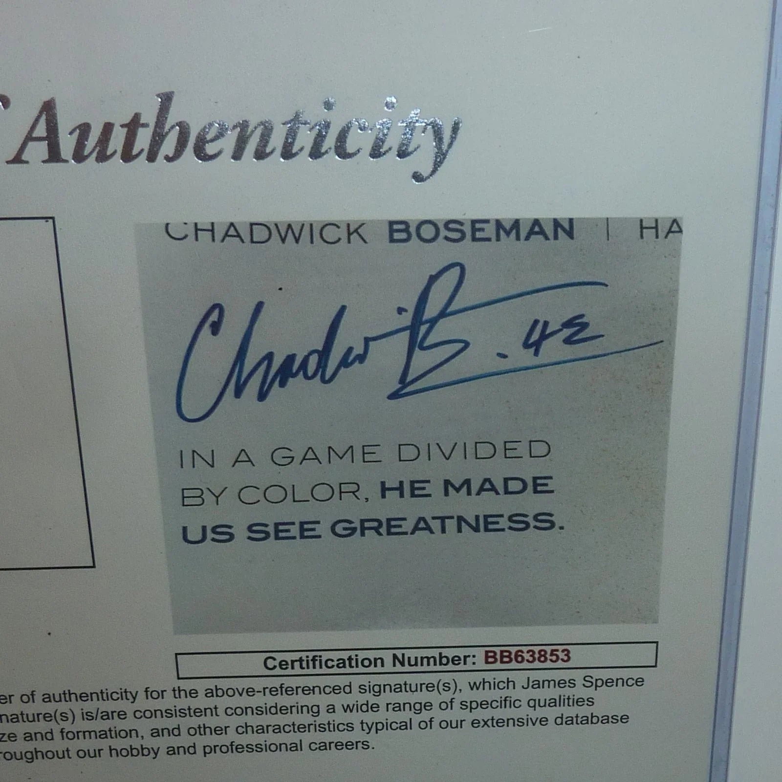 Black Panther Full-Size Movie Poster Deluxe Framed with Chadwick Boseman Autograph - JSA Letter