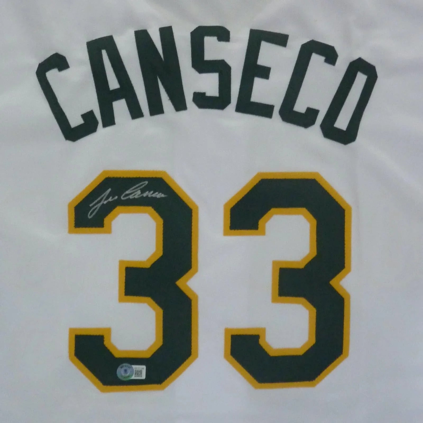 Jose Canseco Autographed Oakland (White #33) Custom Jersey- JSA