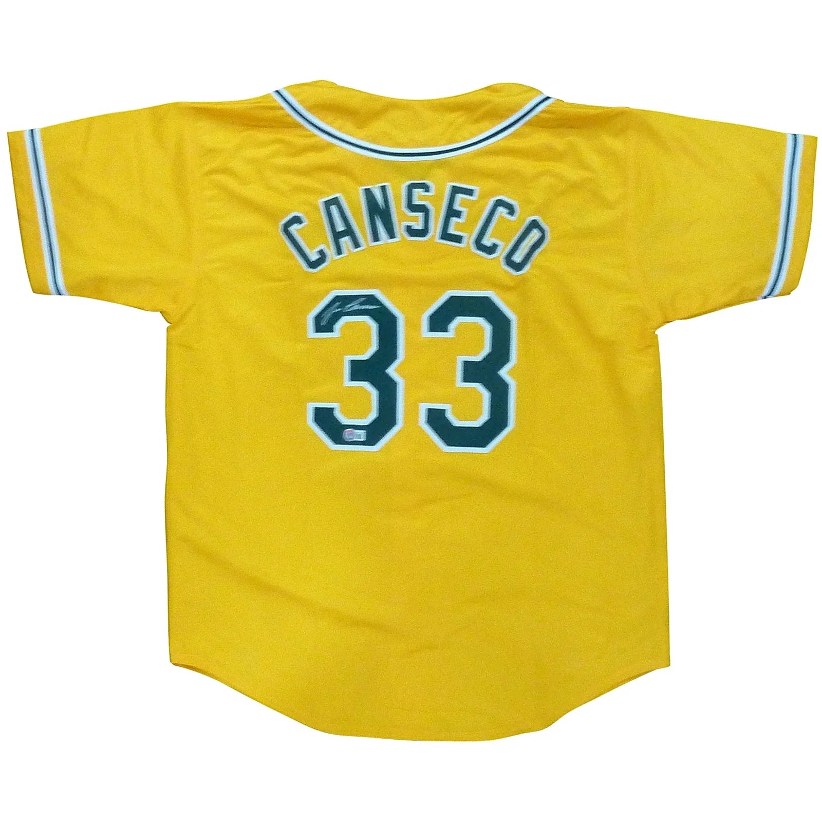 Jose Canseco Autographed Oakland (Yellow #33) Custom Jersey- JSA
