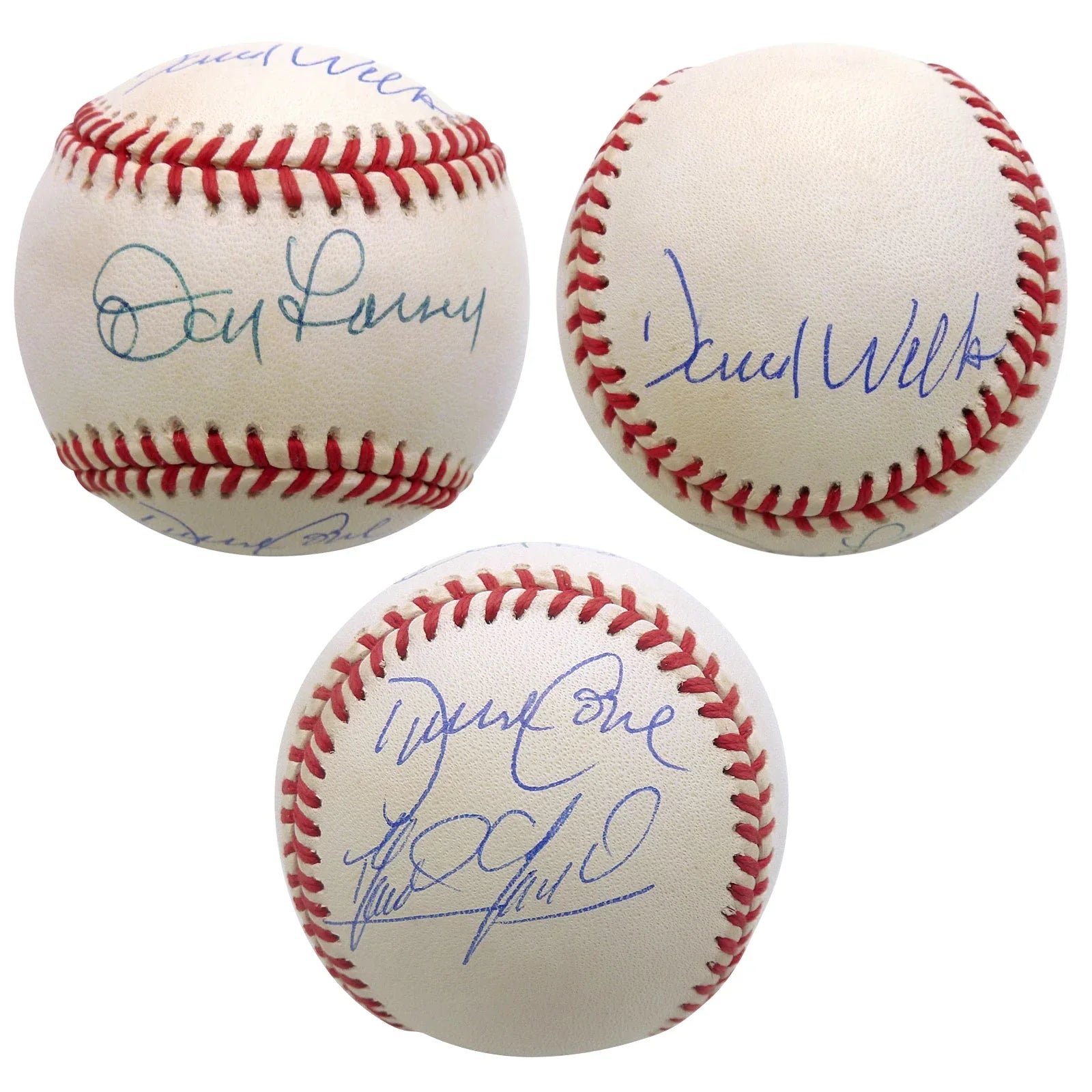 Don Larsen, David Cone, David Wells And Domingo German Autographed OAL Baseball - JSA