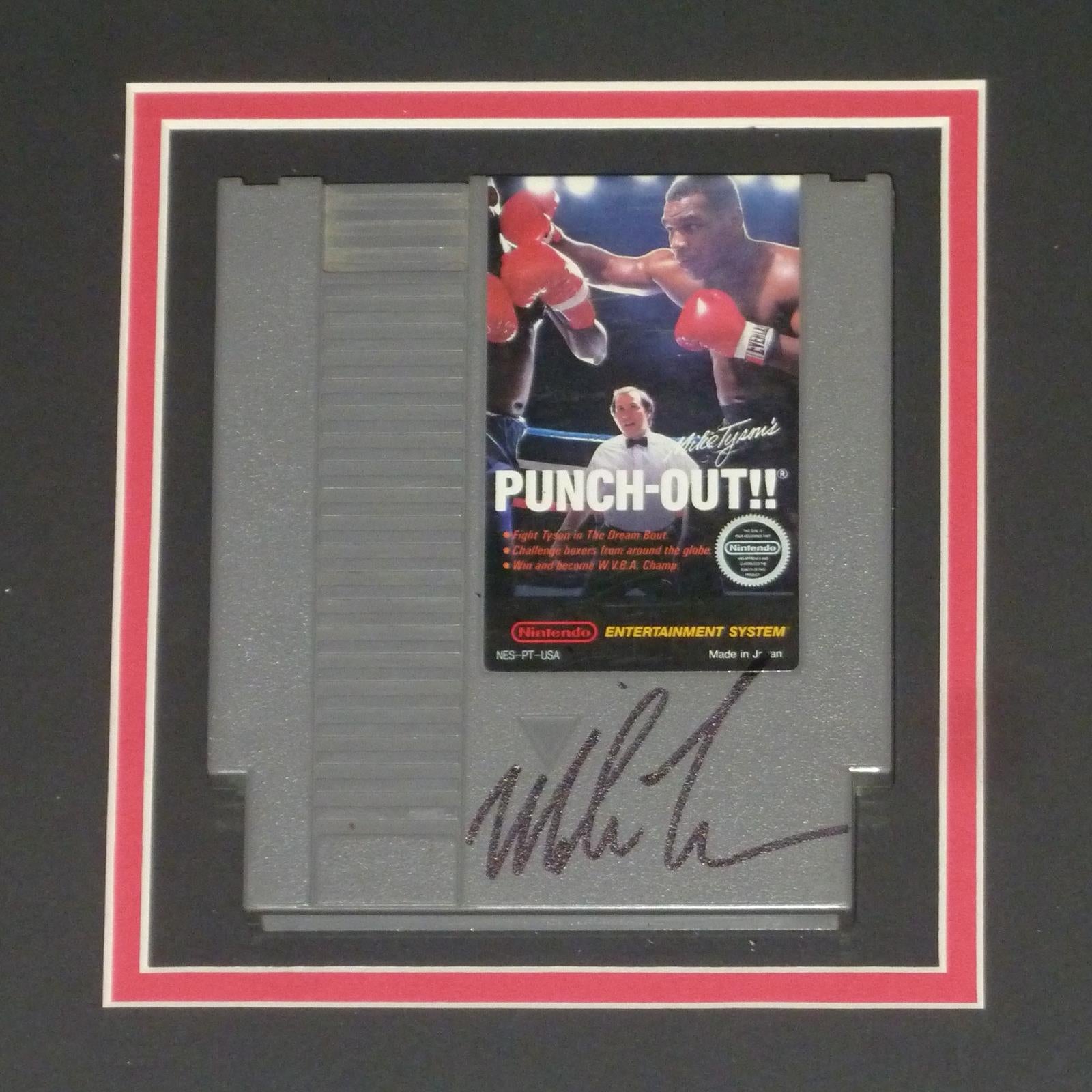 Mike Tyson Autographed Original Nintendo Game Cartridge Deluxe Framed in Punchout Shadowbox Display - JSA