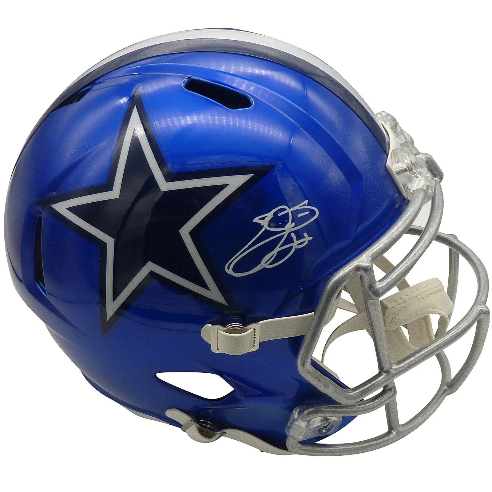 Emmitt Smith Autographed Dallas Cowboys (FLASH Alternate) Deluxe Full-Size Replica Helmet - BAS