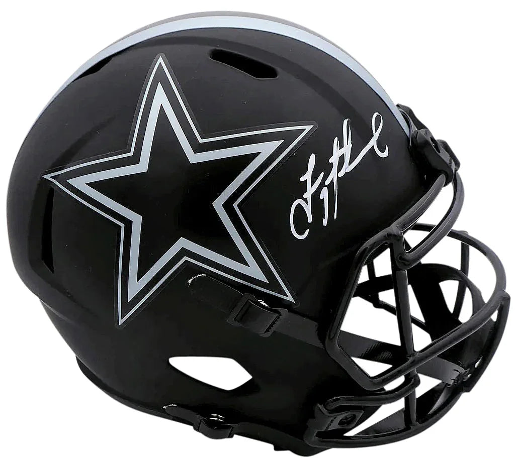 Troy Aikman Autographed Dallas Cowboys "Eclipse" Black Full-Size Replica Helmet - BAS