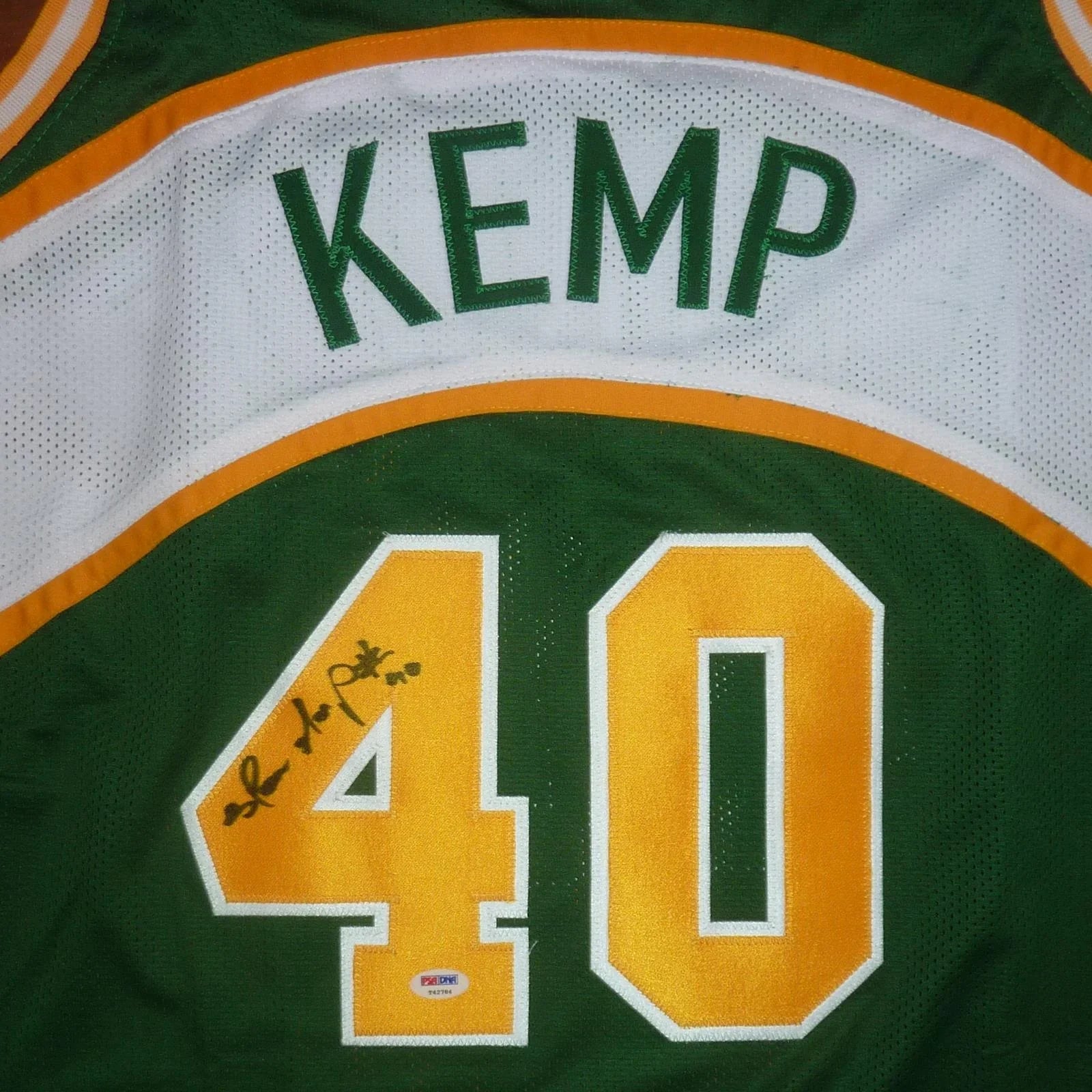 Shawn Kemp Autographed Seattle (Green #40) Custom Jersey - Beckett