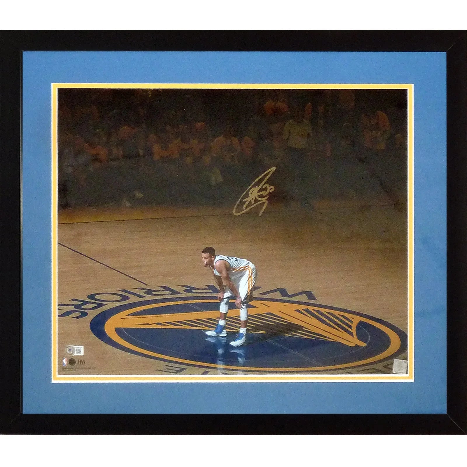 Stephen Curry Autographed Golden State Warriors (Center Court) Deluxe Framed 16x20 Photo - JSA
