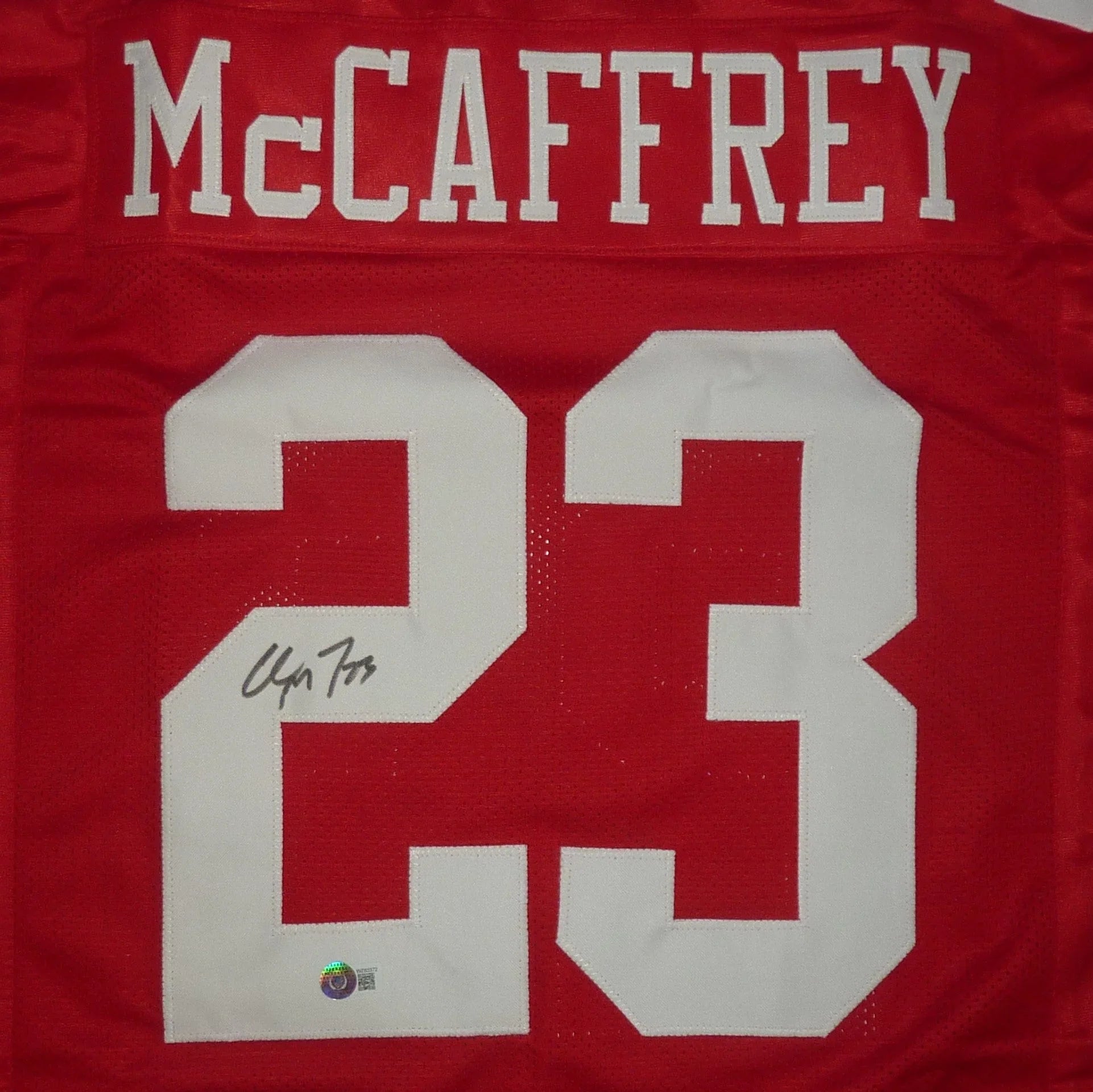 Christian McCaffrey Autographed San Francisco (Red #23) Custom Jersey - Beckett