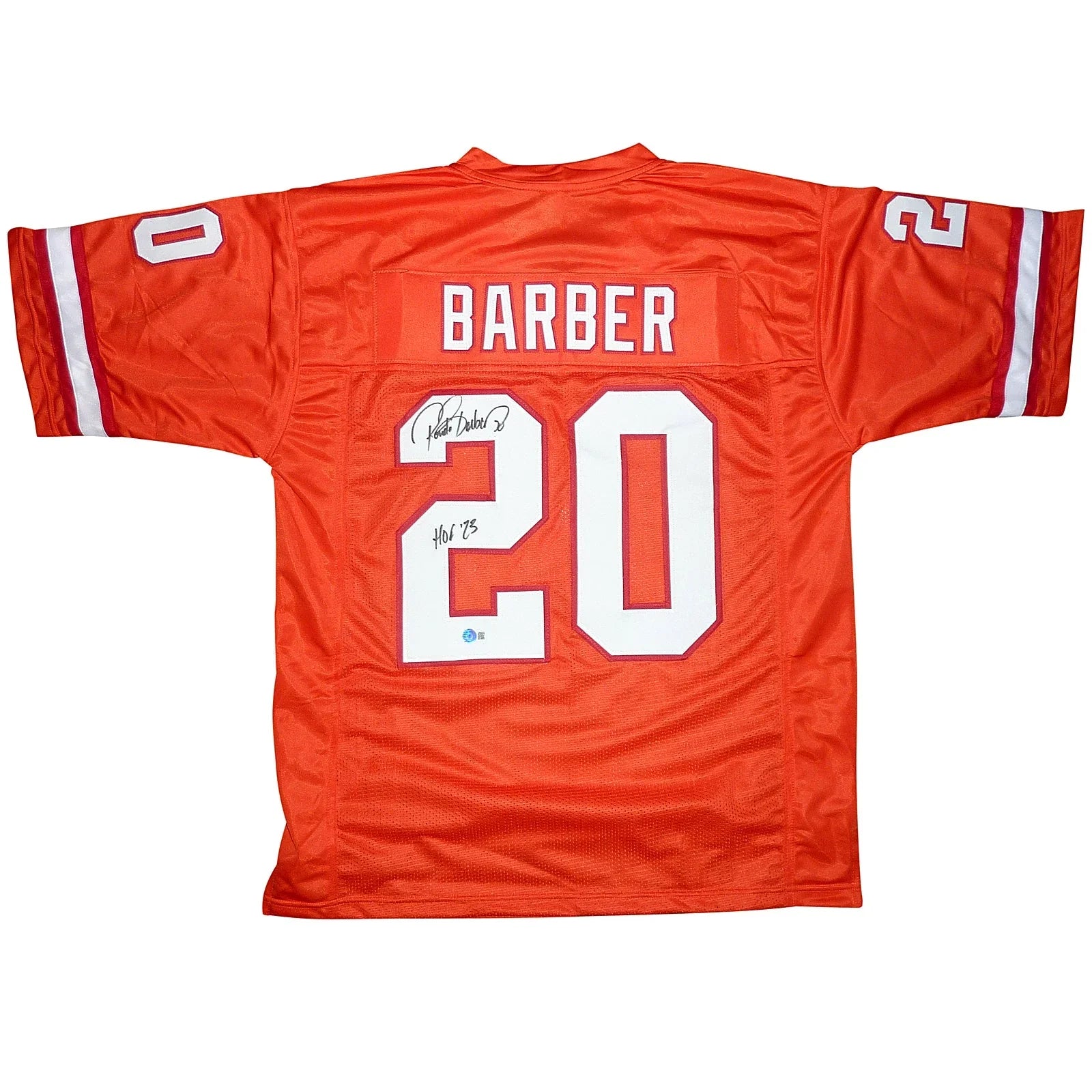 Ronde Barber Autographed Tampa Bay (Creamsicle Throwback #20) Custom Jersey w/ HOF 23 - Beckett