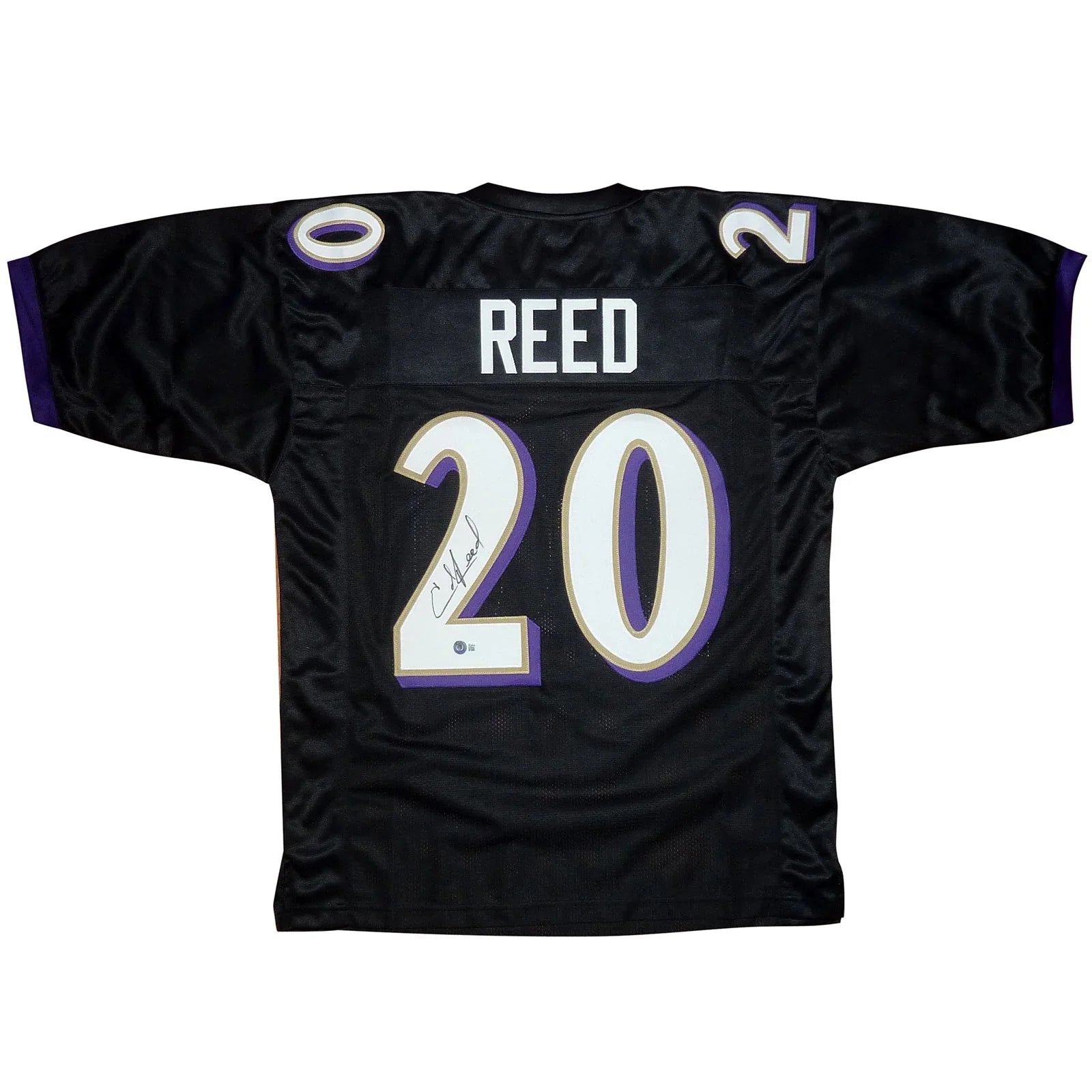 Ed Reed Autographed Baltimore (Black #20) Custom Jersey – Beckett