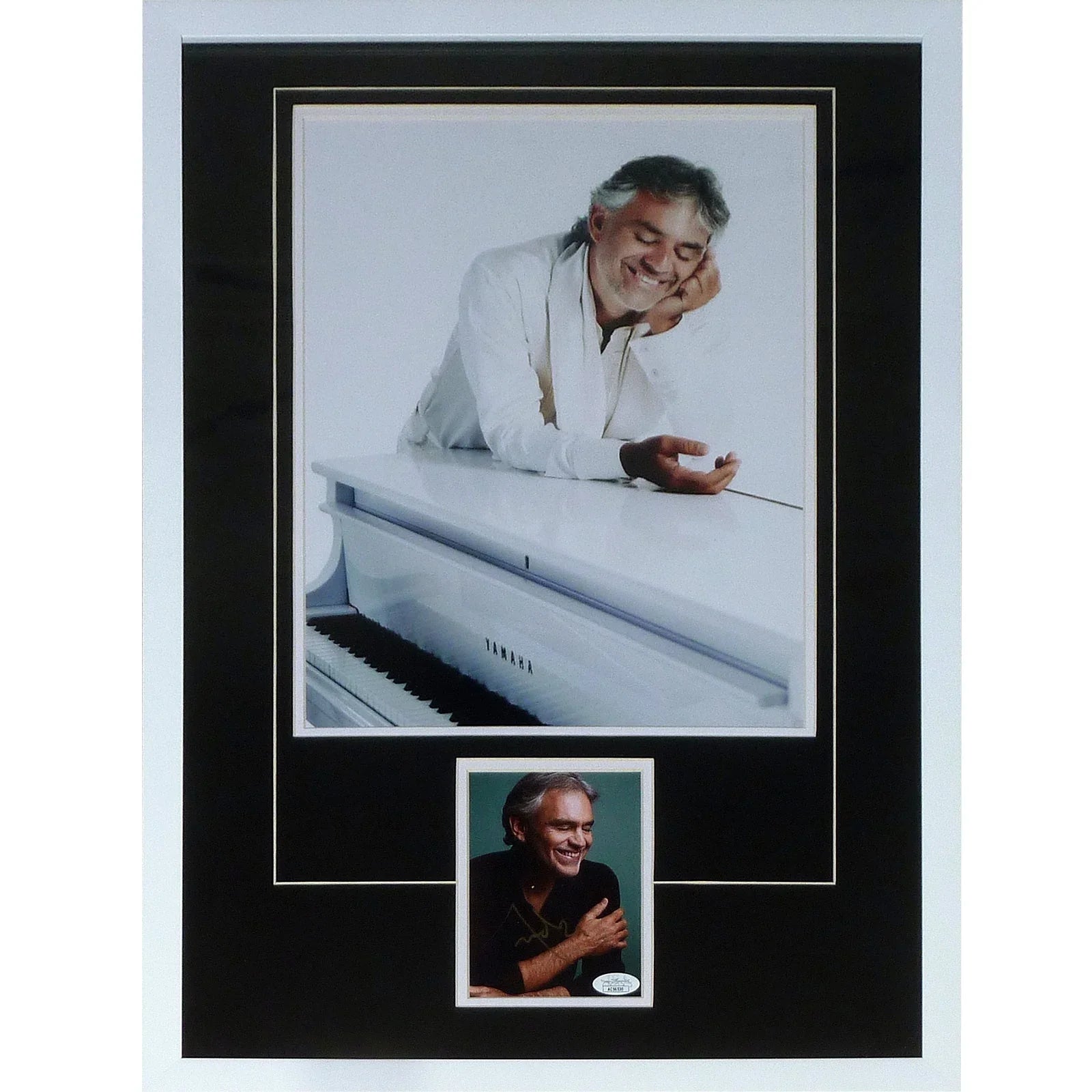 Andrea Bocelli Autographed Music Postcard Deluxe Framed with 11x14 Photo - JSA