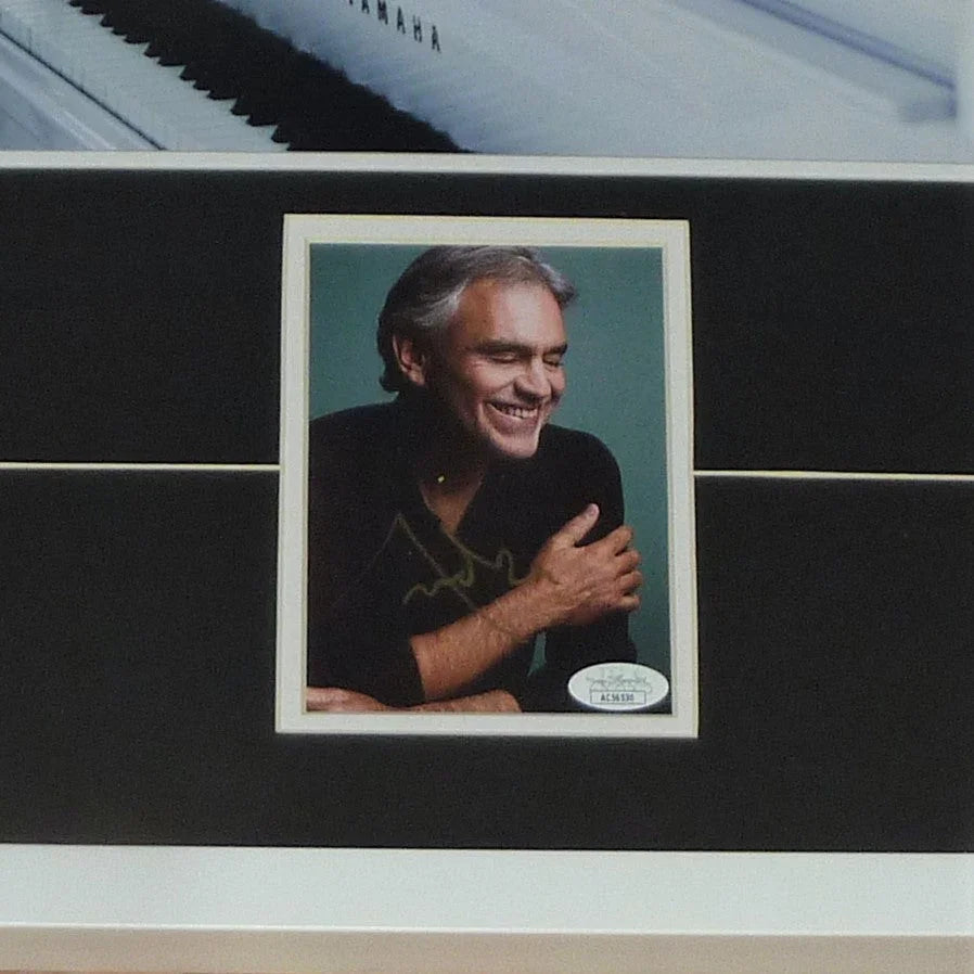Andrea Bocelli Autographed Music Postcard Deluxe Framed with 11x14 Photo - JSA