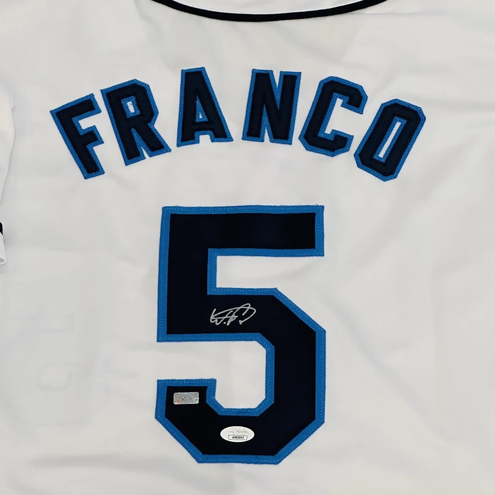 Wander Franco Autographed Tampa Bay (White #5) Custom Jersey - JSA