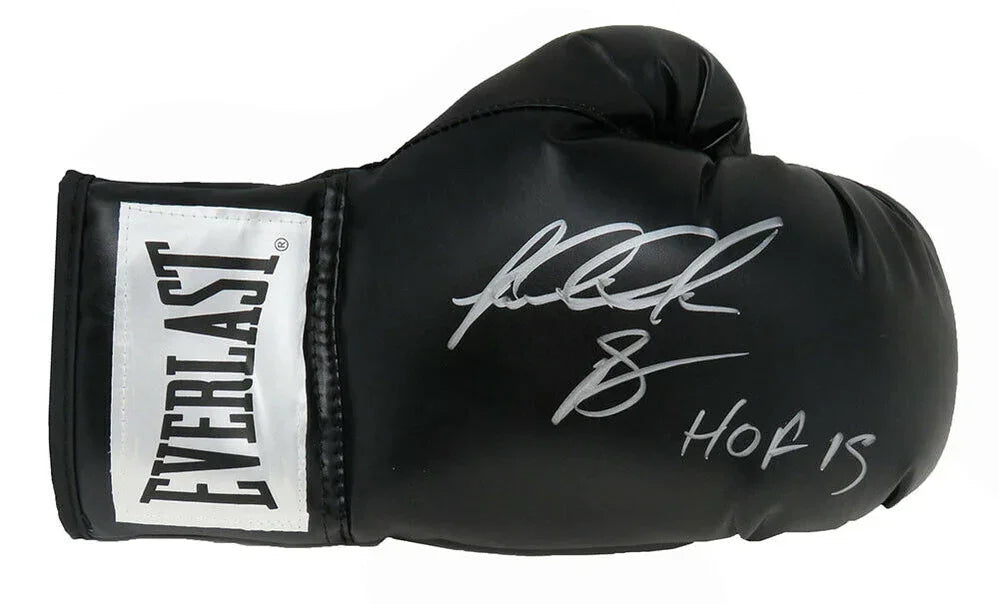 Riddick Bowe Autographed Black Everlast Boxing Glove w/ "HOF 15" - JSA