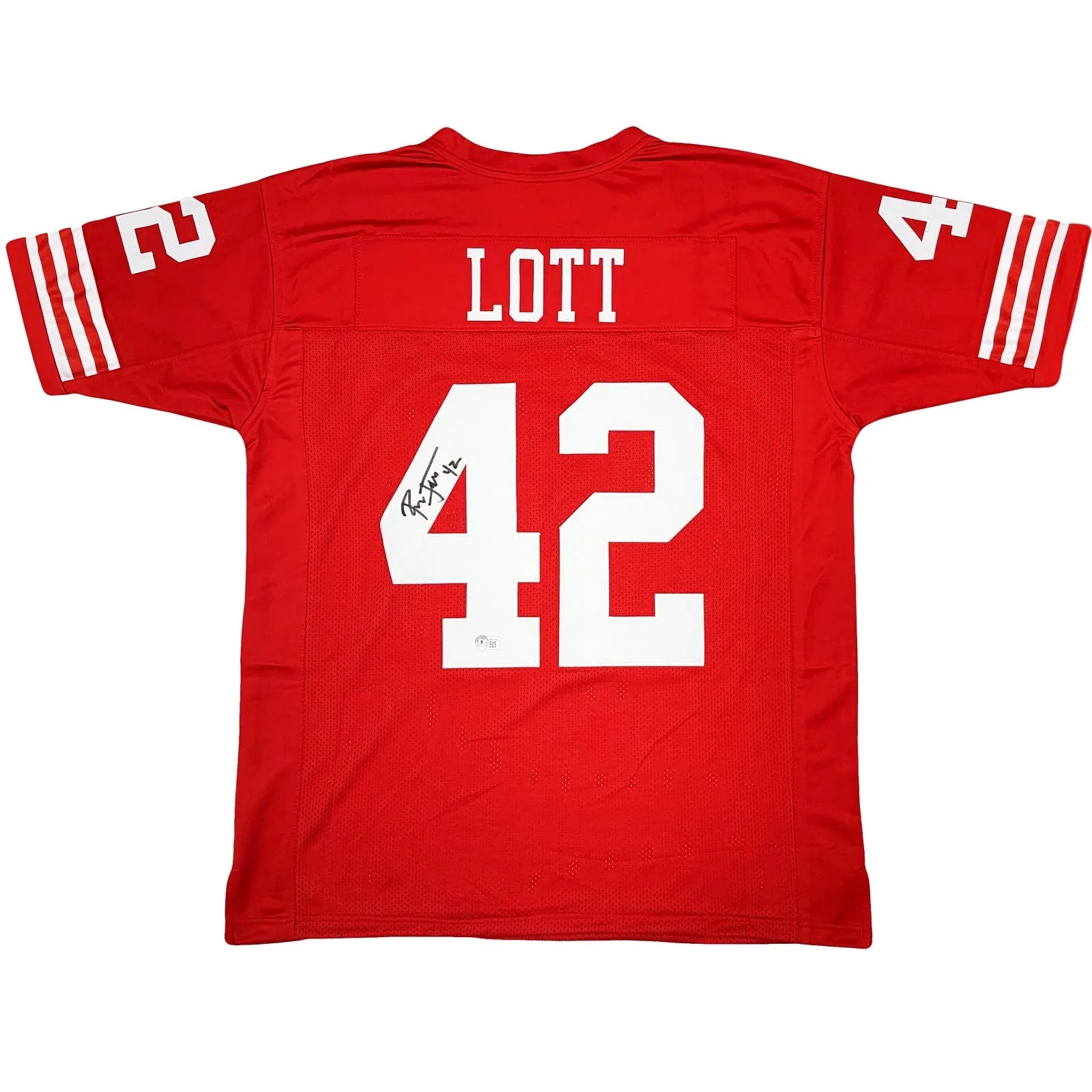 Ronnie Lott Autographed San Francisco (Red #42) Custom Jersey - Beckett