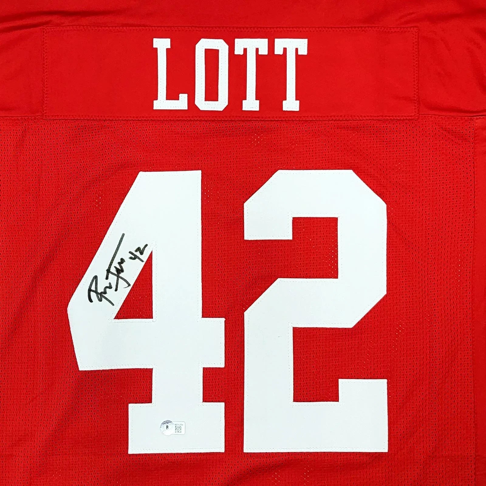 Ronnie Lott Autographed San Francisco (Red #42) Custom Jersey - Beckett
