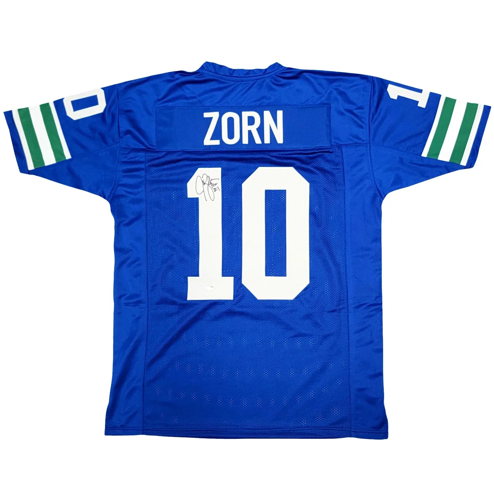 Jim Zorn Autographed Seattle Seahawks (Blue #10) Custom Jersey - MCS